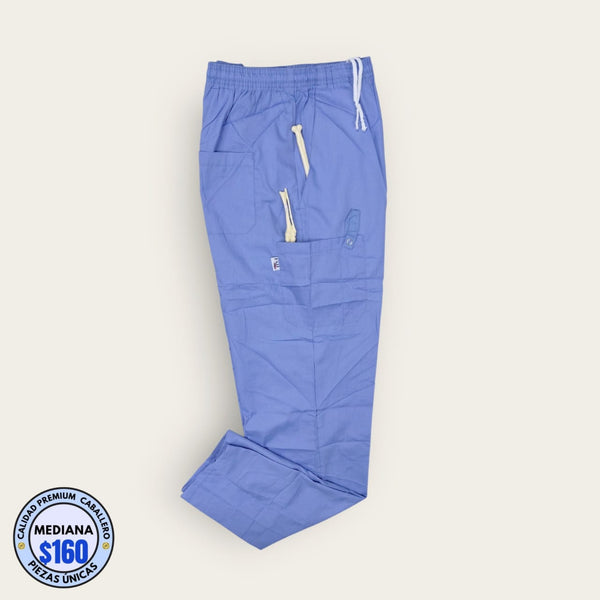 Pantalón médico azul cielo cargo con cordón