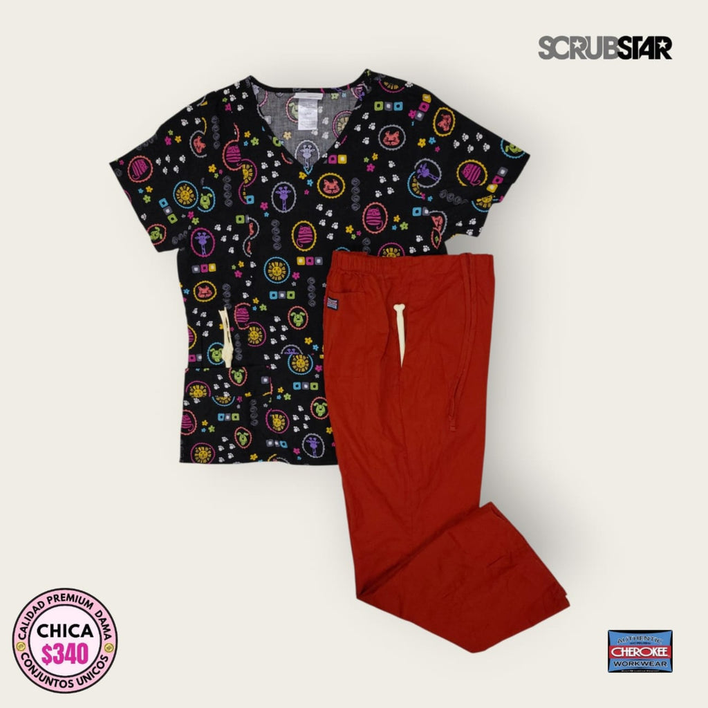 Conjunto médico Scrubstar estampado gatos rojo - Chica