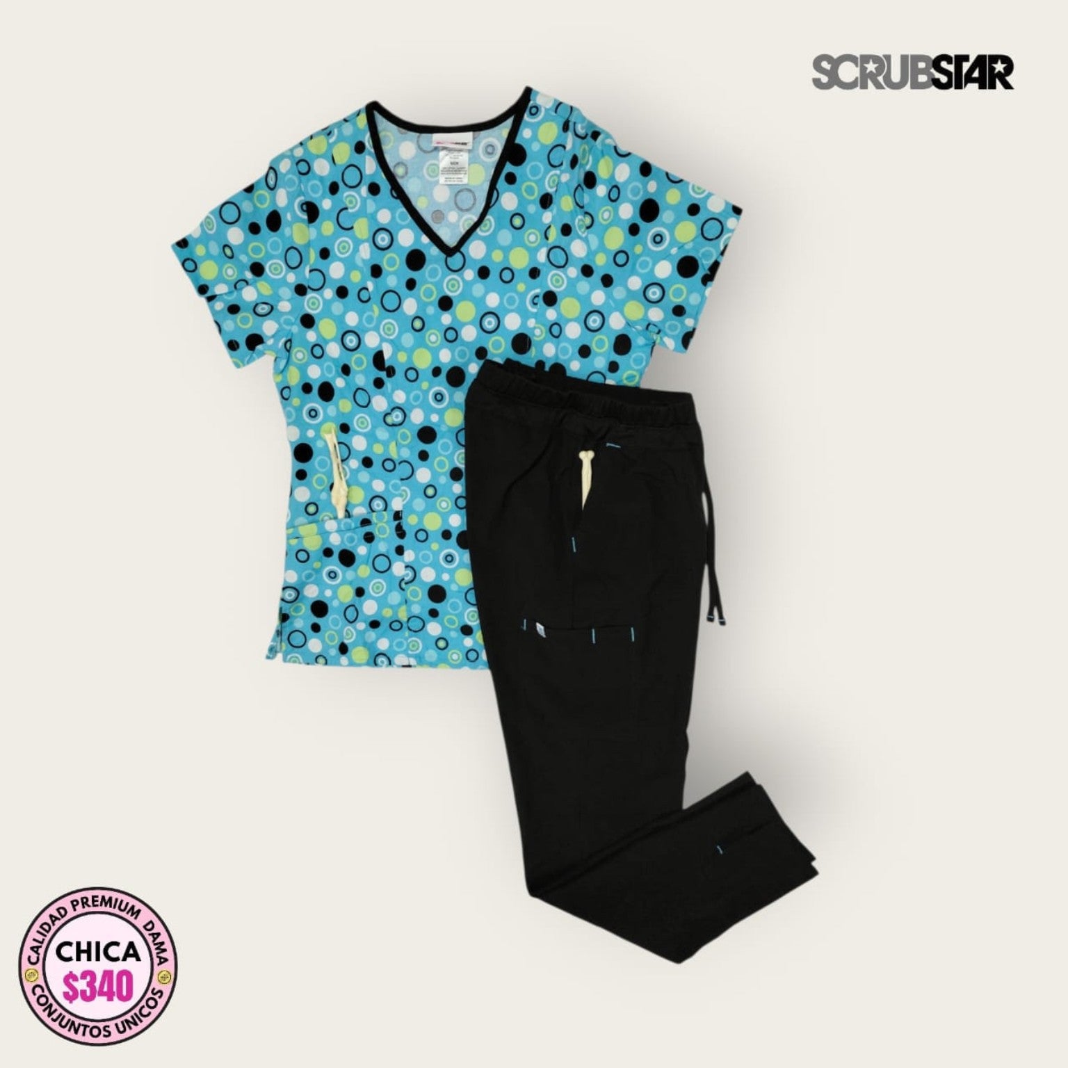 Conjunto médico Scrubstar estampado turquesa - Chica