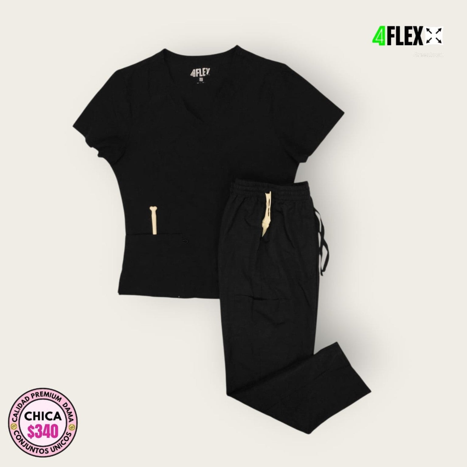 Conjunto médico premium talla Chica 4Flex negro