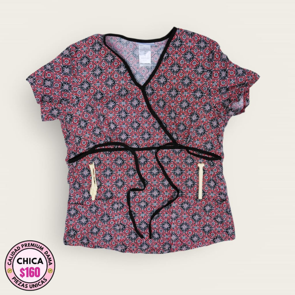 Chemise médico estampado rojo y negro talla chica