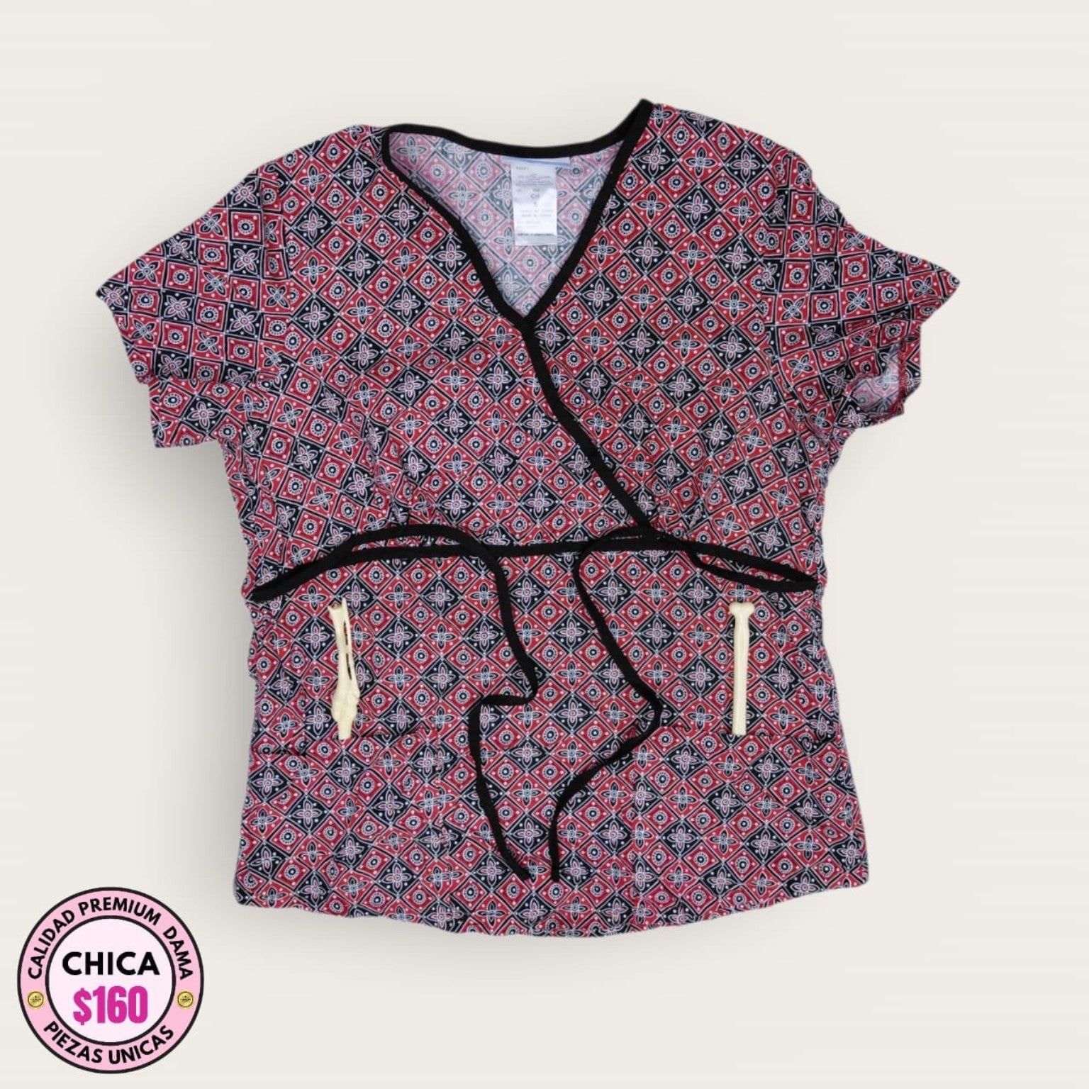 Chemise médico estampado rojo y negro talla chica