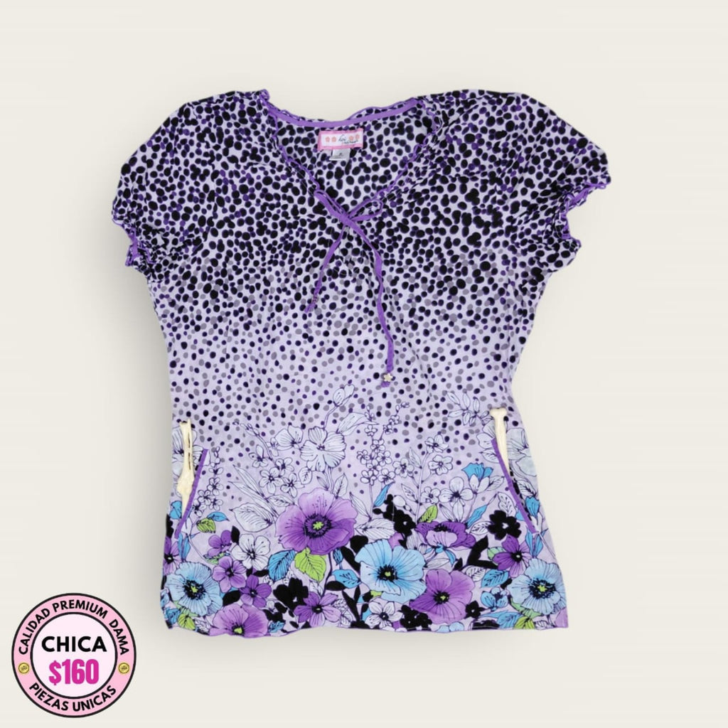 Chemise floral lila y azul — Chica