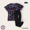 Conjunto médico Landau estampado Halloween con pantalón rojo Cherokee | Dama XS
