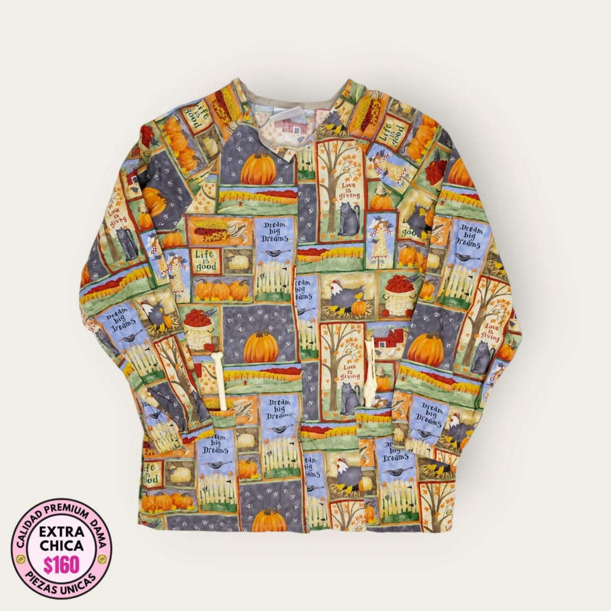 Filipina médica estampado otoñal multicolor | Dama XS