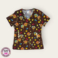 Filipina médica estampado de pavos café | Dama XS