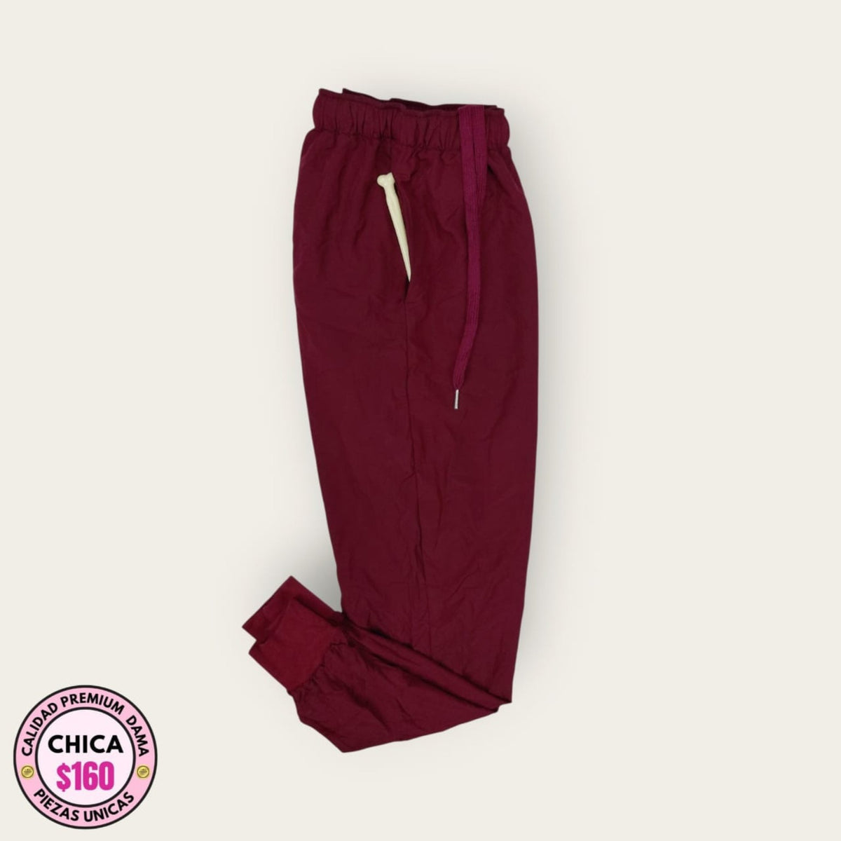 Pantalón médico vino con cordón | Dama Chica, uniforme médico premium talla Chica
