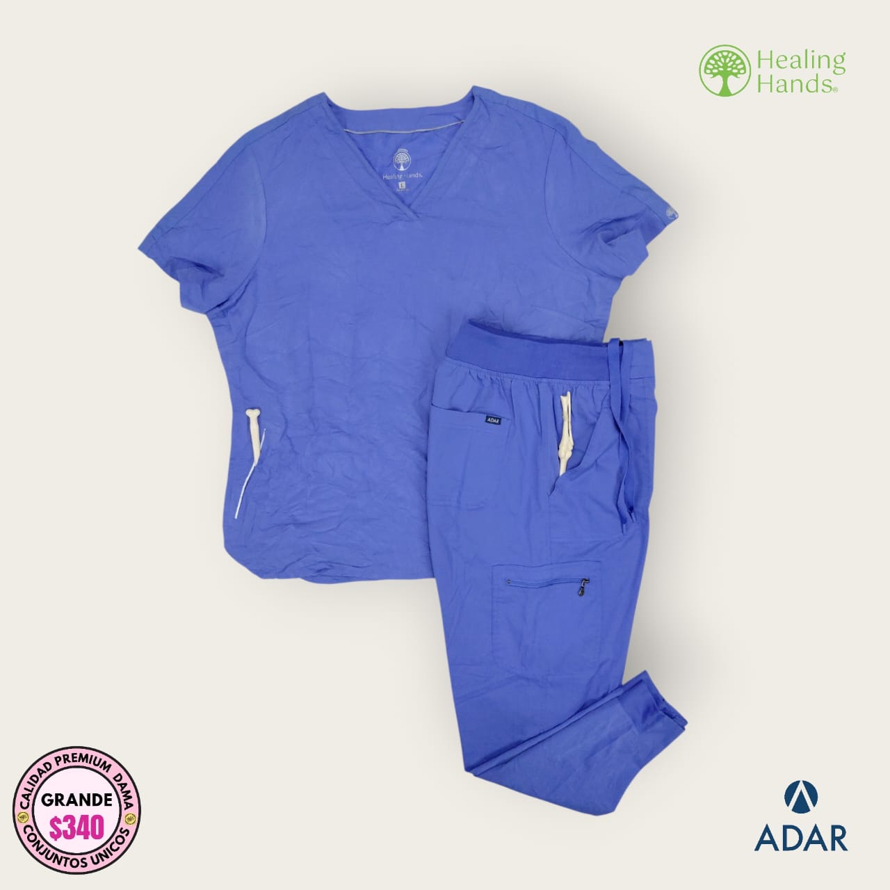 Conjunto médico Healing Hands y Adar azul plumbago | Dama L