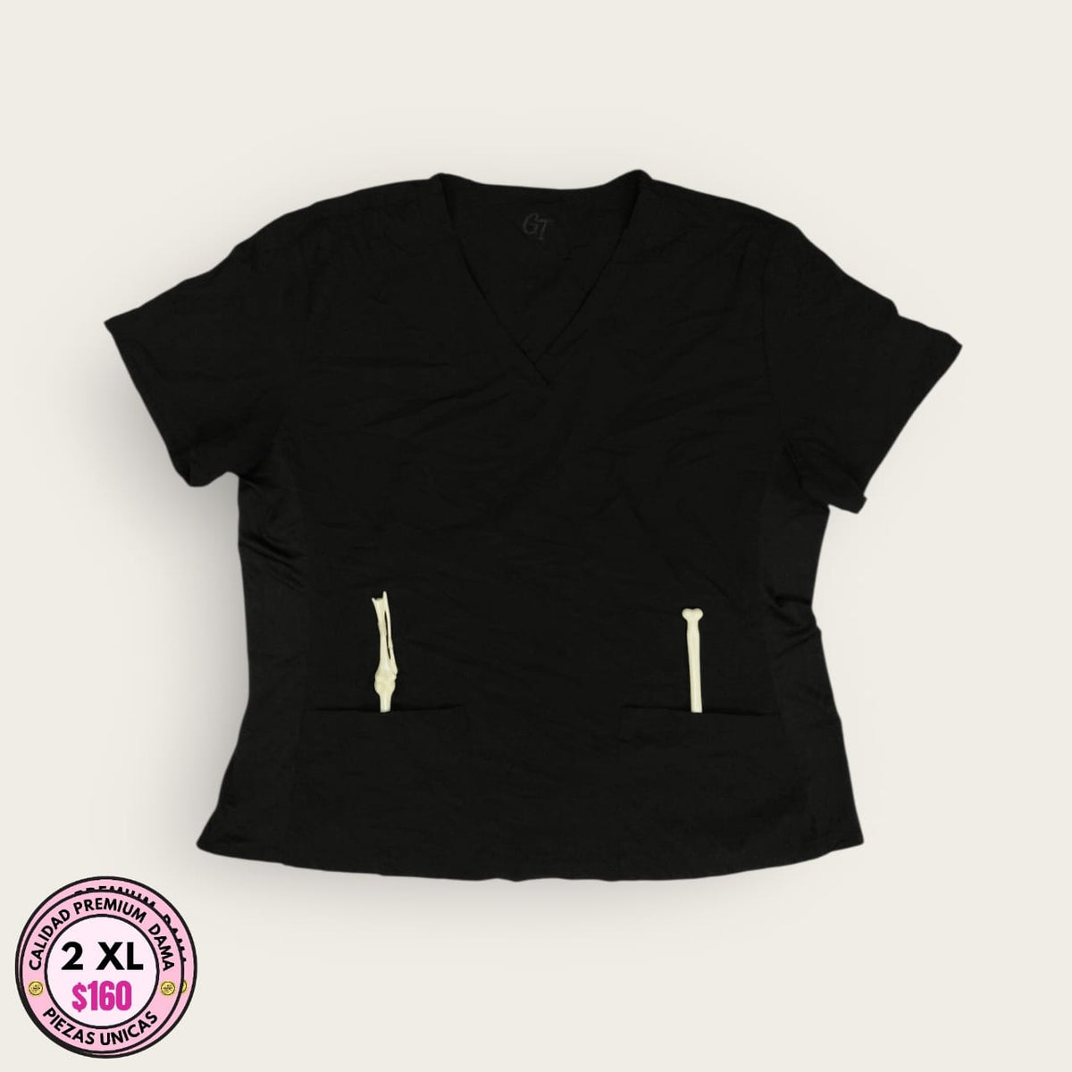 Chemise médica negro | Dama 2XL