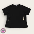 Filipina médica HOOP negra cuello V, talla extragrande para dama, disponible en Uniformes MID.