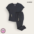 Conjunto médico Scrubstar gris grafito, talla chica para dama, disponible en Uniformes MID.