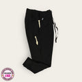 Pantalón médico premium negro con cordón, talla grande para dama, disponible en Uniformes MID.