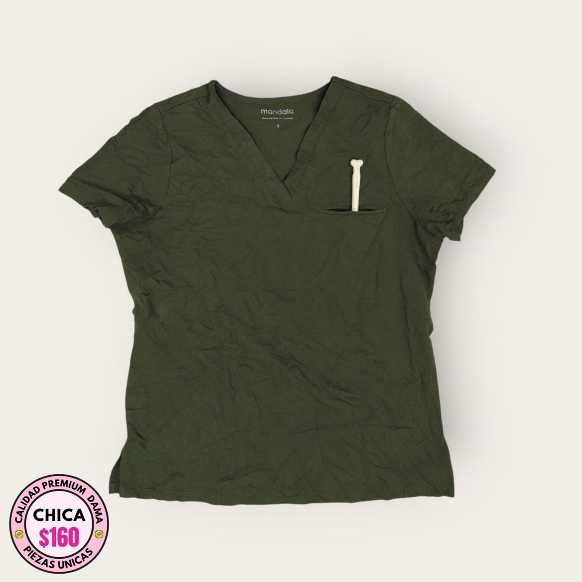 Filipina médica Mandala verde olivo, talla chica para dama, disponible en Uniformes MID.