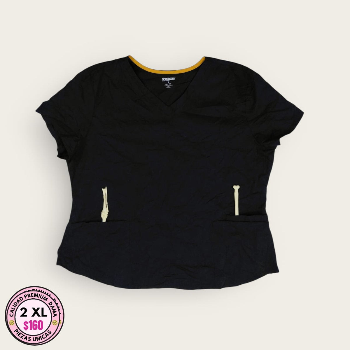 Chemise médica negro | Dama 2XL