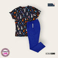 Conjunto médico premium color multicolor y azul rey para dama talla S