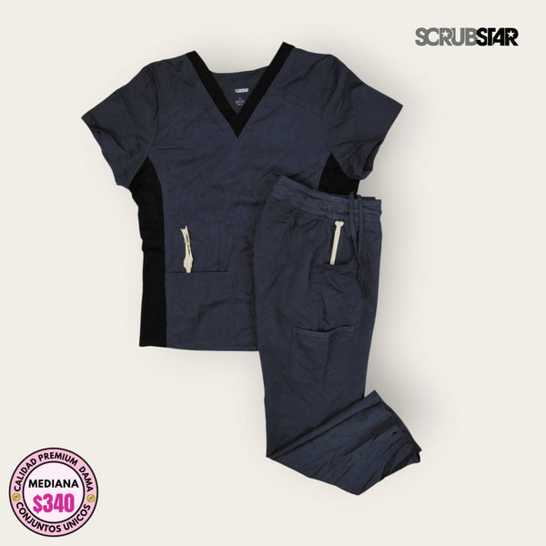 Conjunto médico Scrubstar gris grafito y negro | Dama M