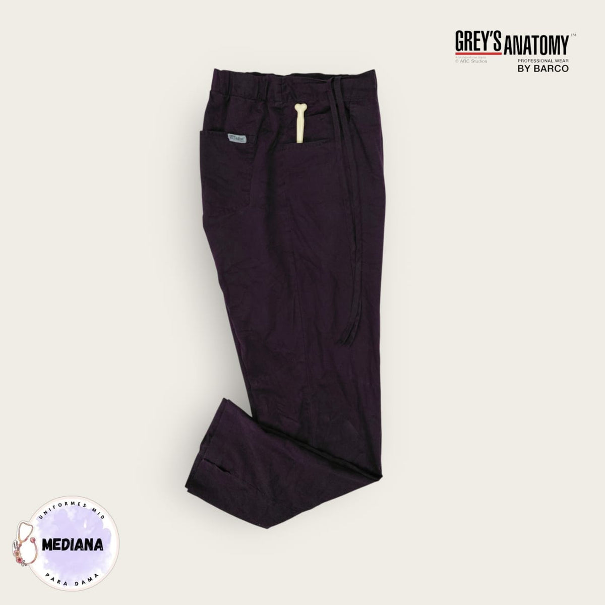 Pantalón médico Grey's Anatomy vino tinto | Dama M