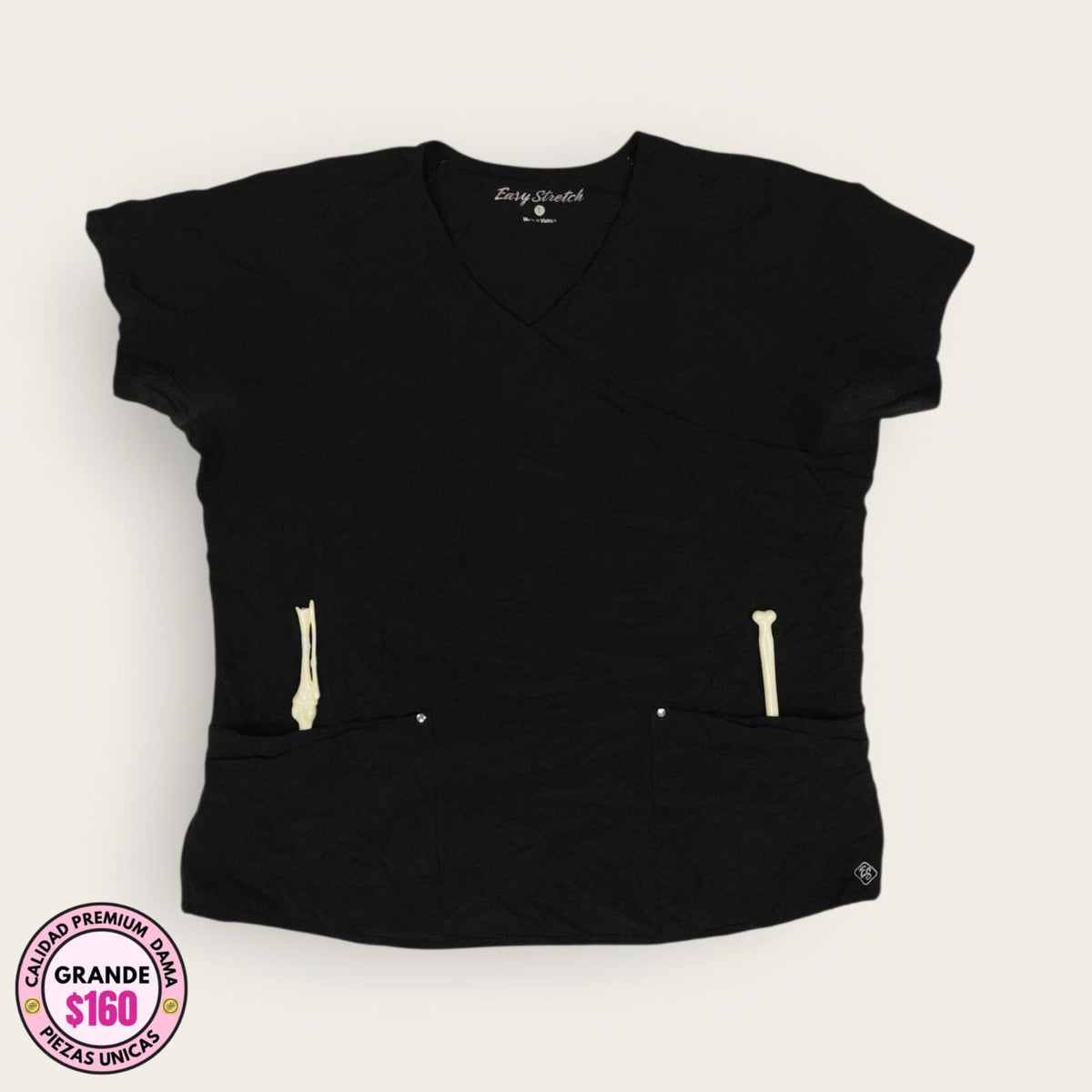 Filipina médica Easy Stretch negra, talla grande para dama, disponible en Uniformes MID.