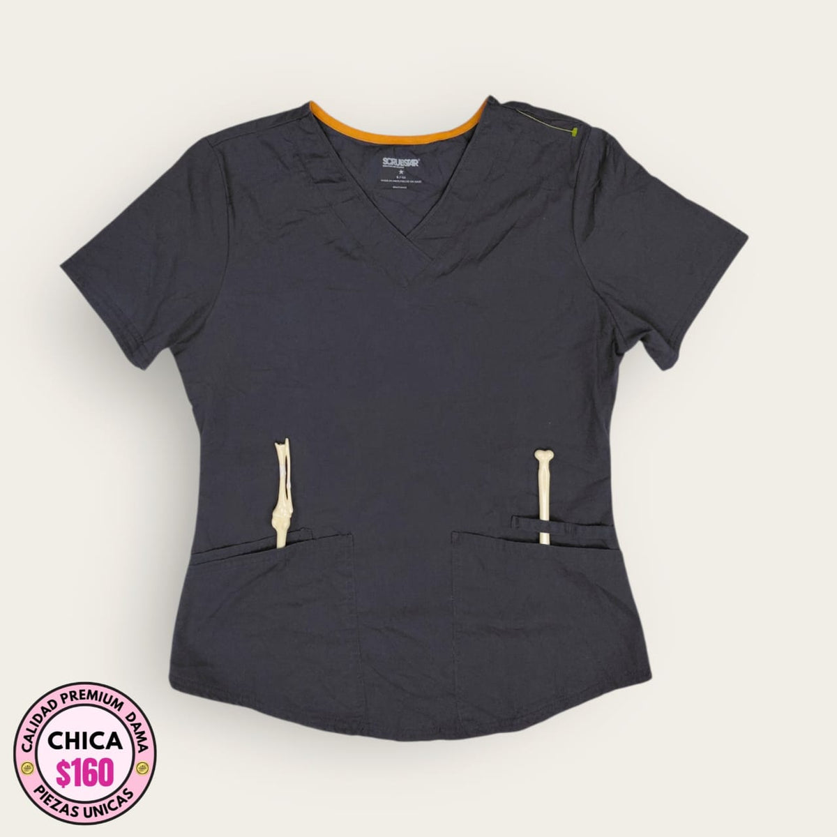 Filipina médica premium color gris carbón para dama talla S