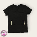 Filipina médica Vital Threads negra, talla chica para dama, disponible en Uniformes MID.