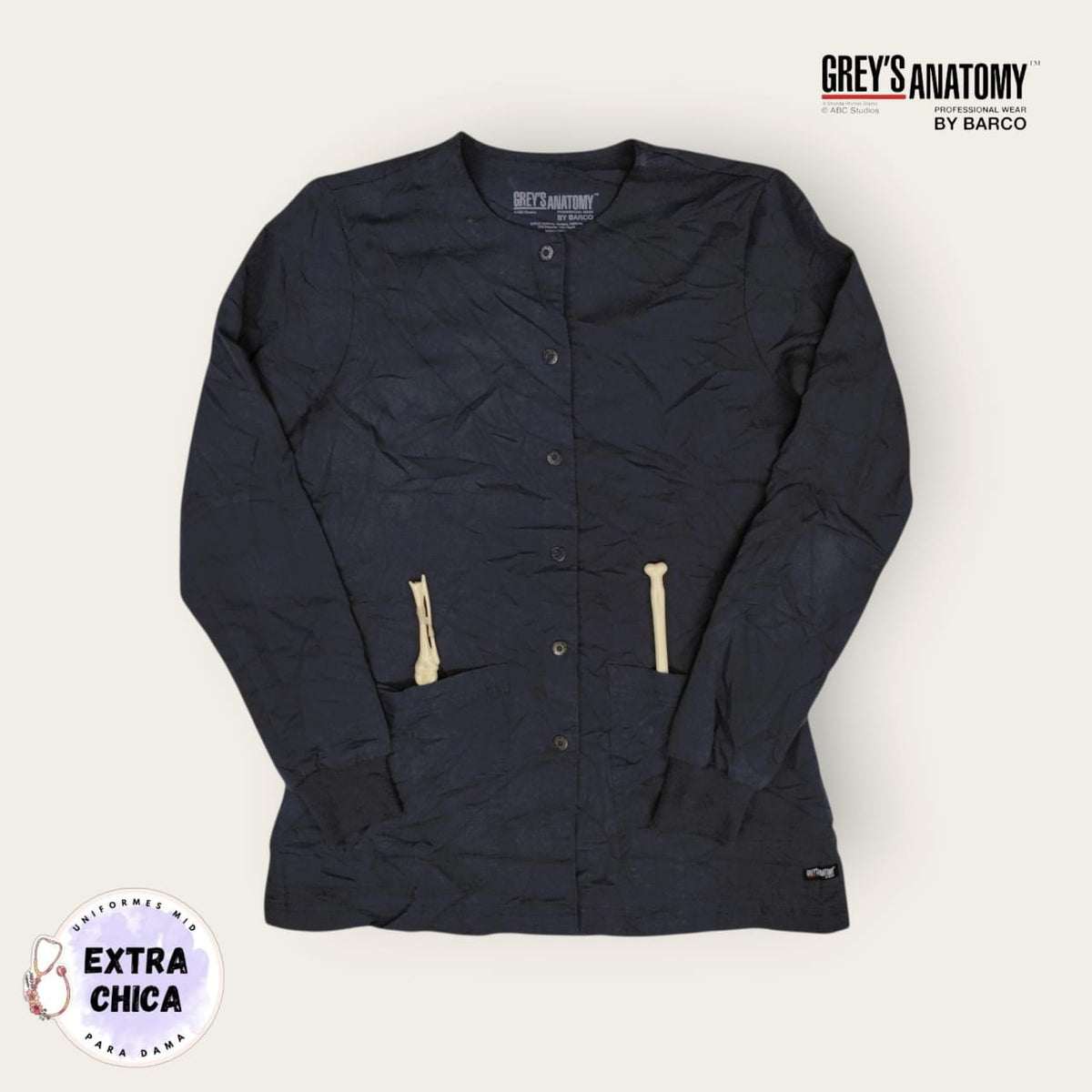 Filipina médica Grey's Anatomy azul marino manga larga | Dama XS