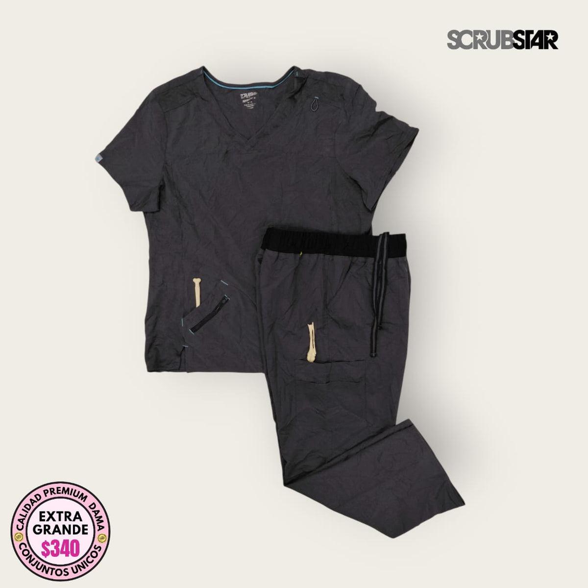 Conjunto médico Scrubstar gris Oxford | Dama XL