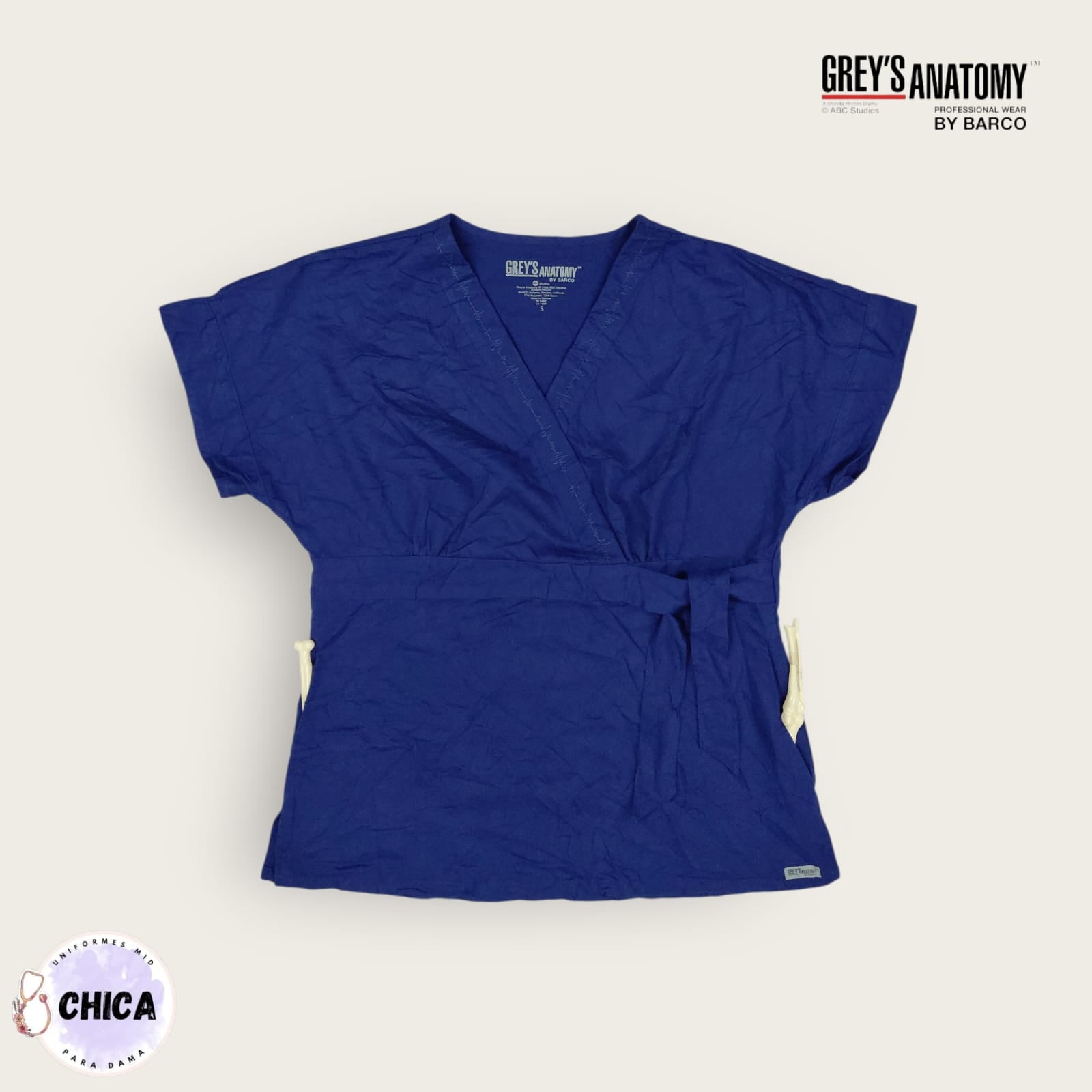 Chemise azul bies bordado