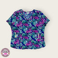 Filipina médica premium floral morado y turquesa (chemise) | XL