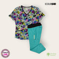 Conjunto médico floral Scrubstar y Healing Hands, talla chica para dama, disponible en Uniformes MID.