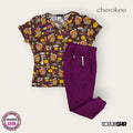 Conjunto médico Cherokee estampado con pantalón vino Scrubstar | Dama L