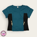 Filipina médica premium color azul petróleo y negro para dama talla L