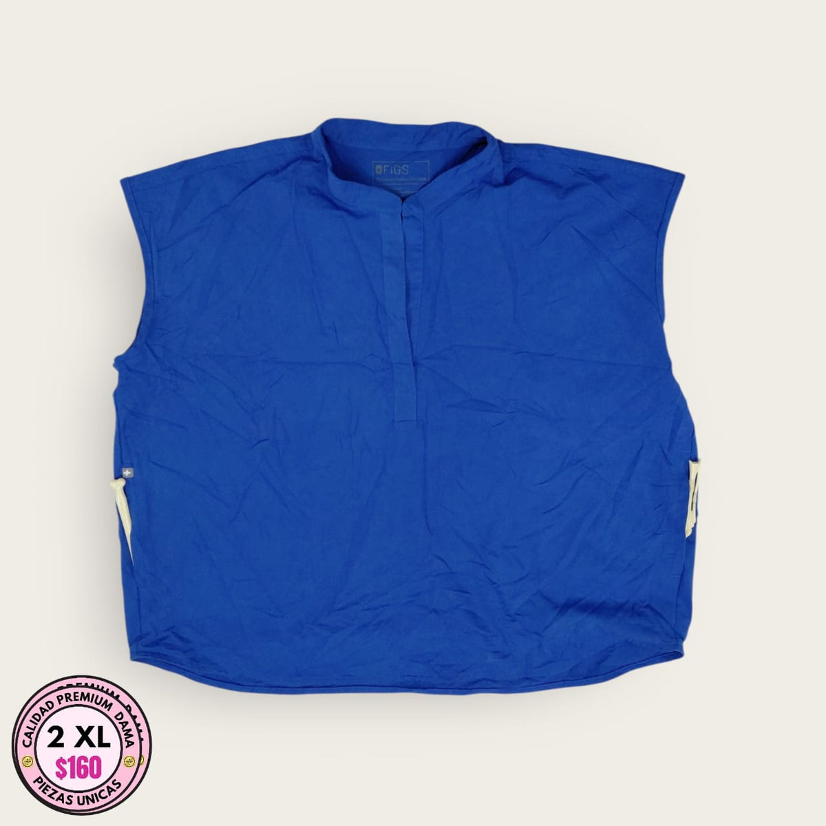 Chemise médica azul rey sin mangas | Dama 2XL
