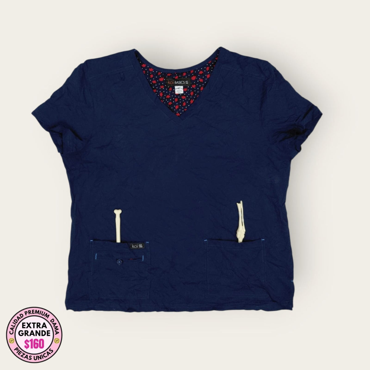 Filipina médica Koi Basics azul marino, talla extragrande para dama, disponible en Uniformes MID.