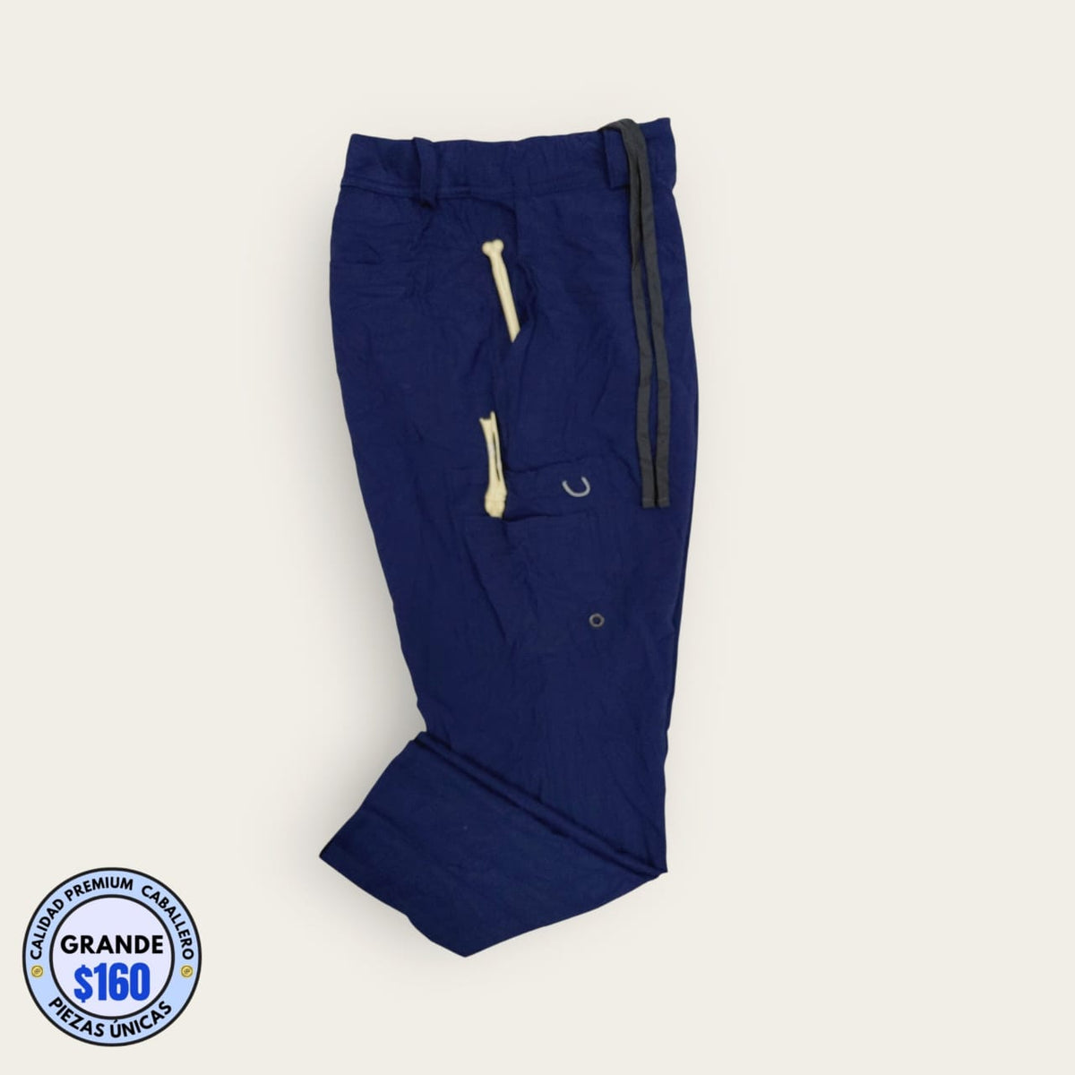 Pantalón médico azul marino con cordón gris, talla grande para caballero, línea Premium de Uniformes MID.