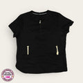 Filipina médica negra con cierre frontal, talla extragrande para dama, disponible en Uniformes MID.