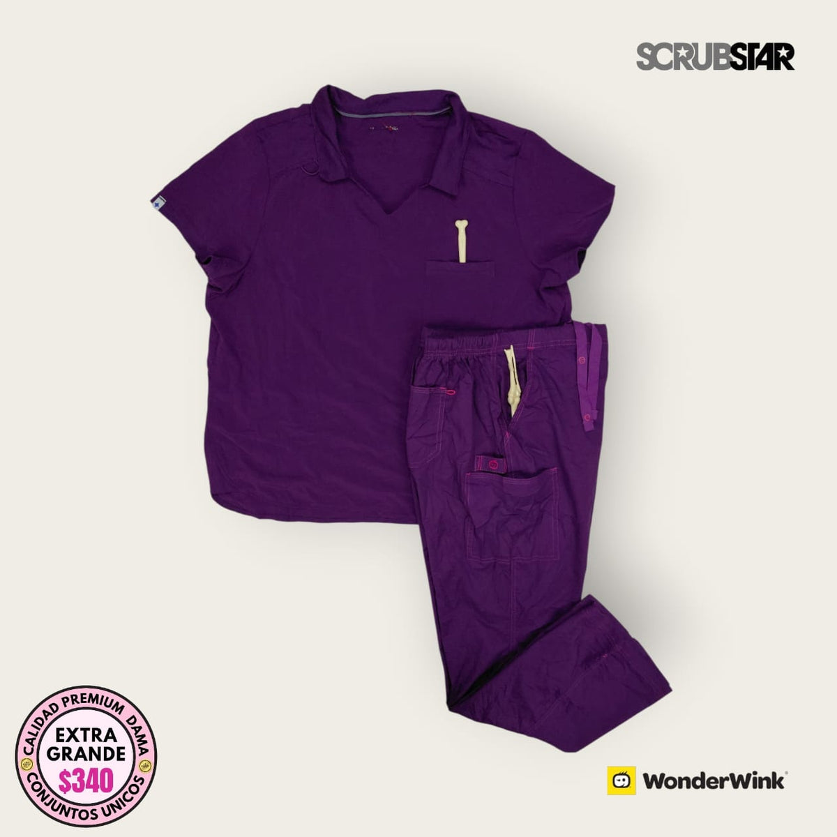 Conjunto médico Scrubstar y WonderWink morado | Dama XL