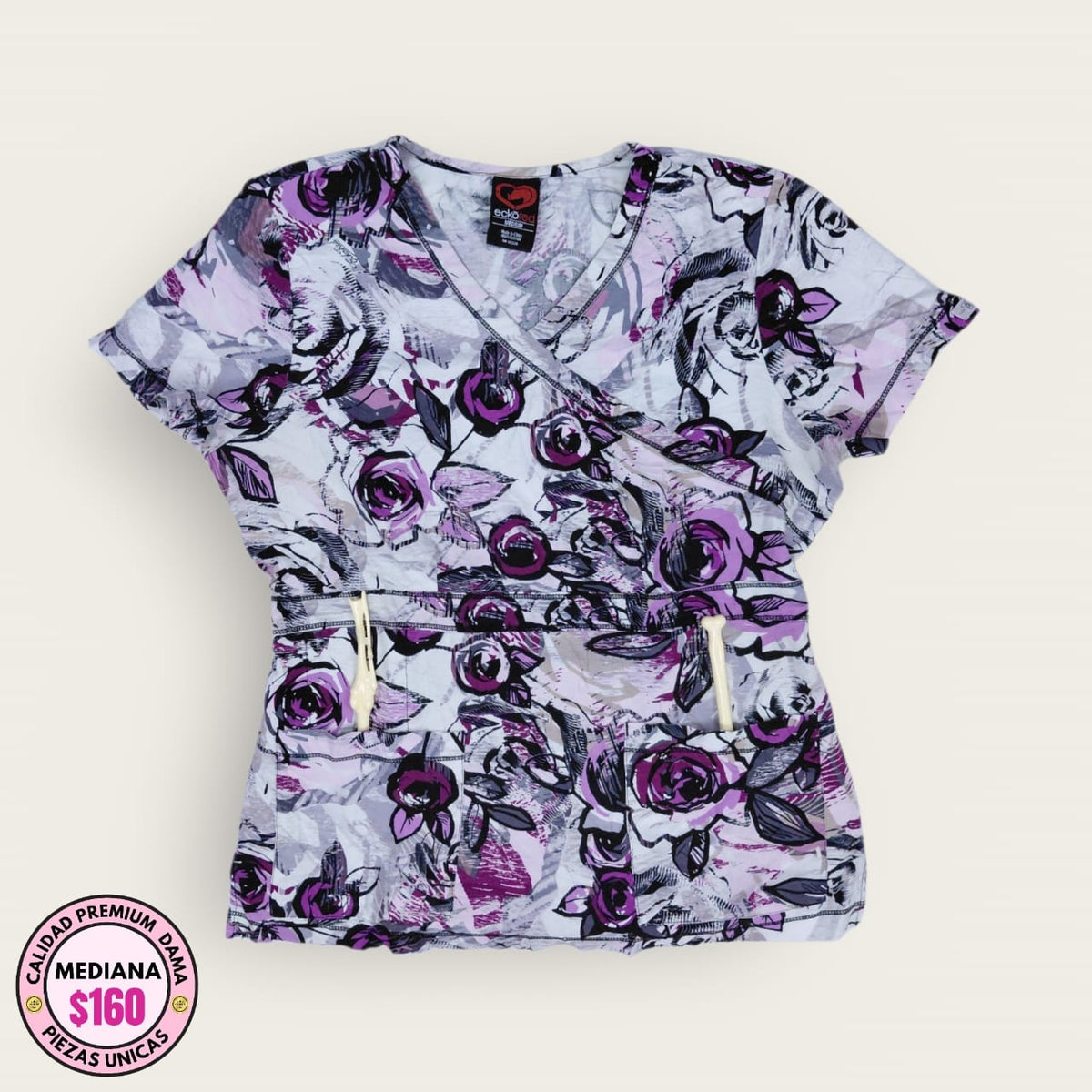 Filipina médica premium floral morado (chemise) | M