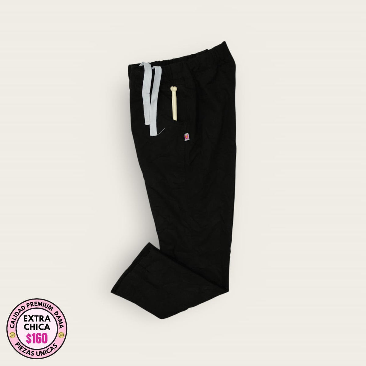 Pantalón médico premium negro con detalle gris | Dama XS