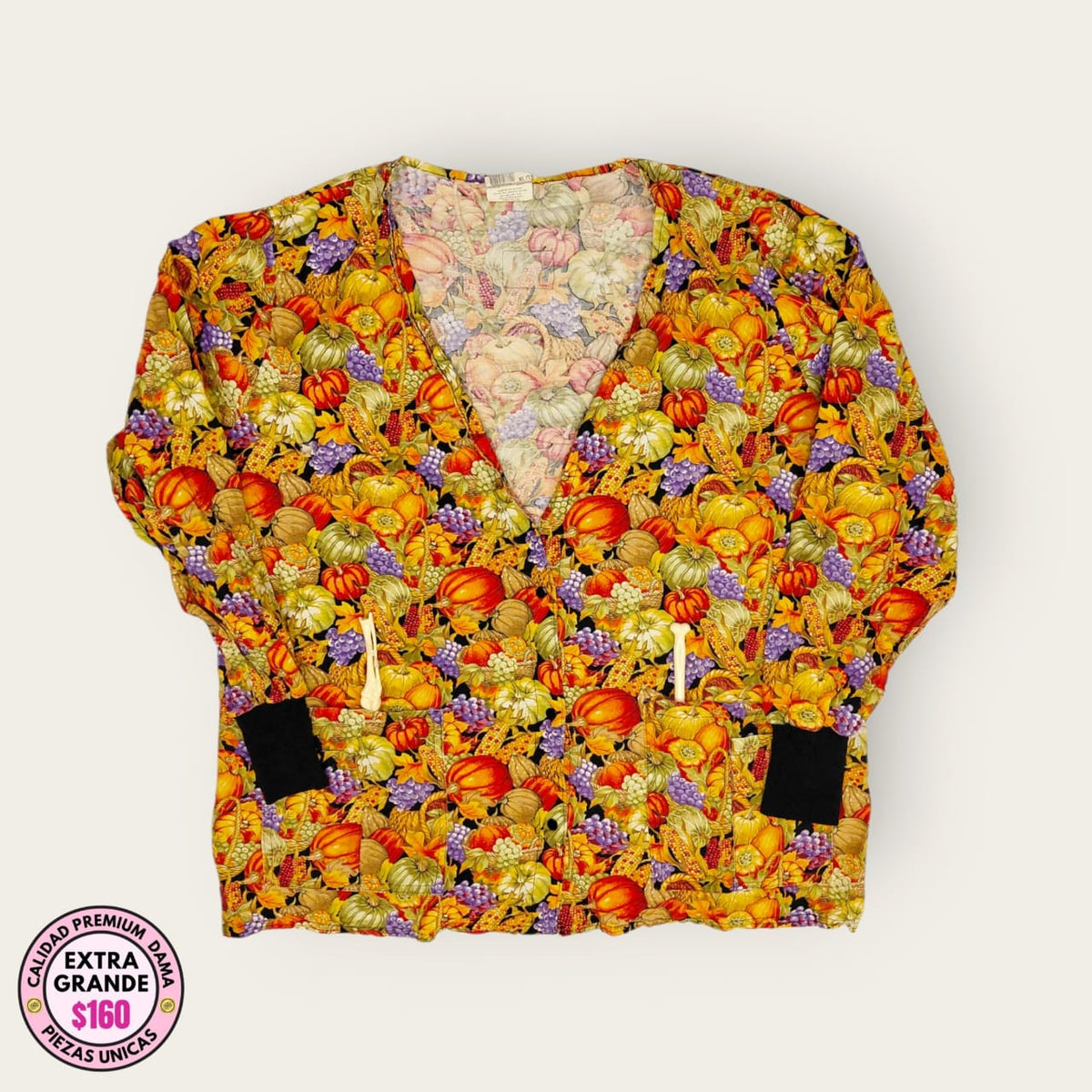 Filipina médica estampado otoñal naranja manga larga | Dama XL