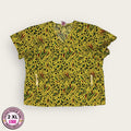 Chemise médica estampado amarillo y verde | Dama 2XL