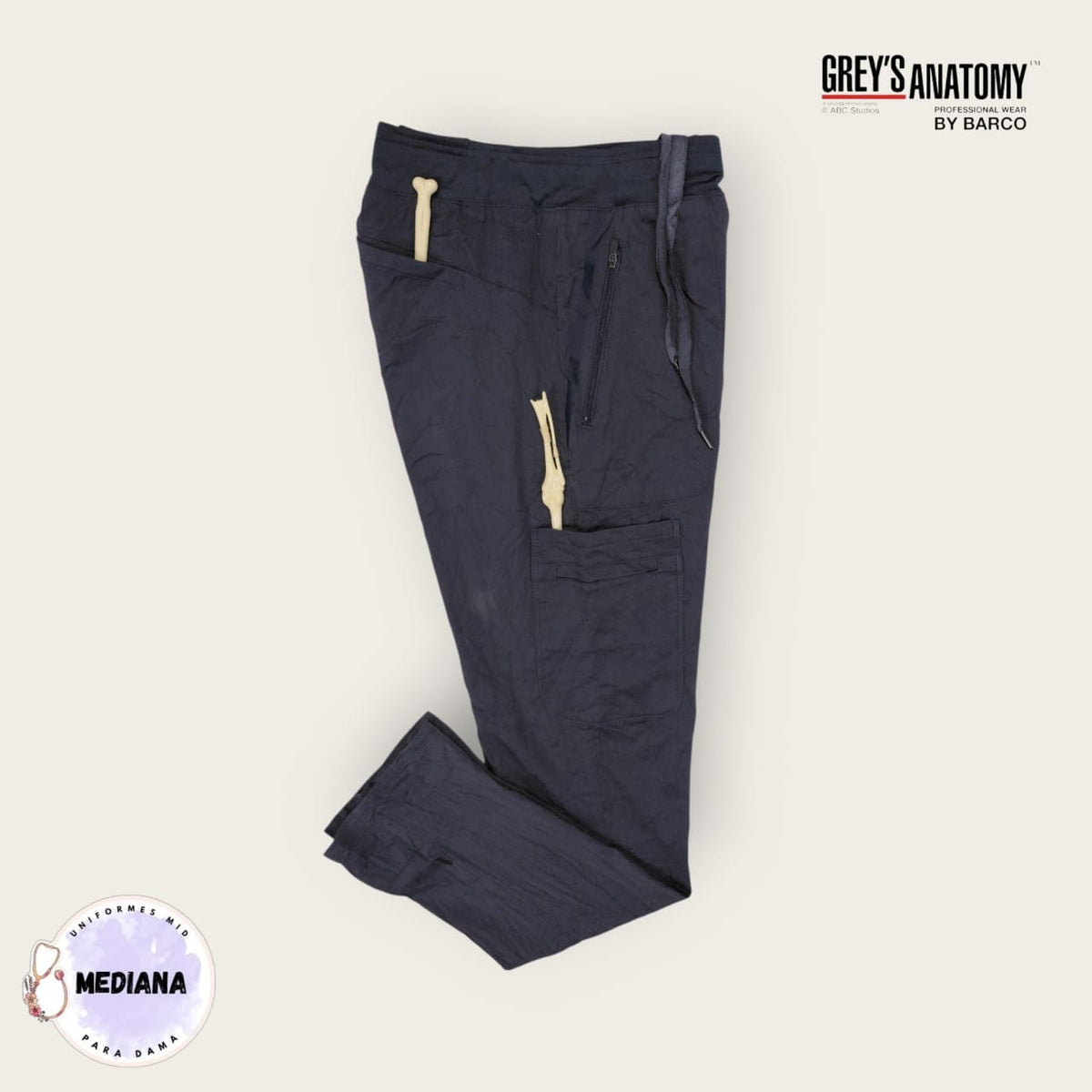 Pantalón médico Grey's Anatomy gris grafito cargo | Dama M