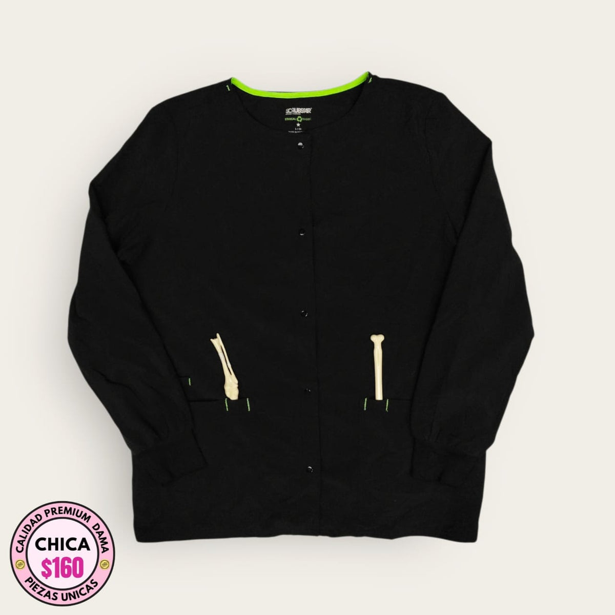 Filipina médica premium color negro para dama talla S