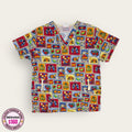 Filipina médica estampado cuadros multicolor para dama talla M
