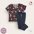 Conjunto médico Hello Kitty estampado con pantalón gris Cherokee | Dama XL