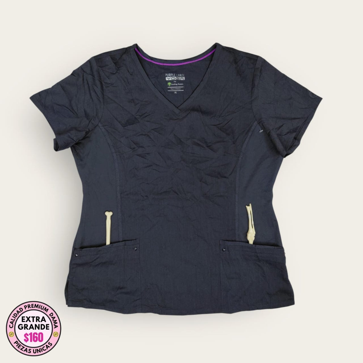 Filipina médica Healing Hands Purple Label gris, talla extragrande para dama, disponible en Uniformes MID.