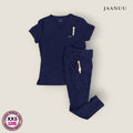 Conjunto médico Jaanuu azul marino con detalle vino para dama talla XXS premium