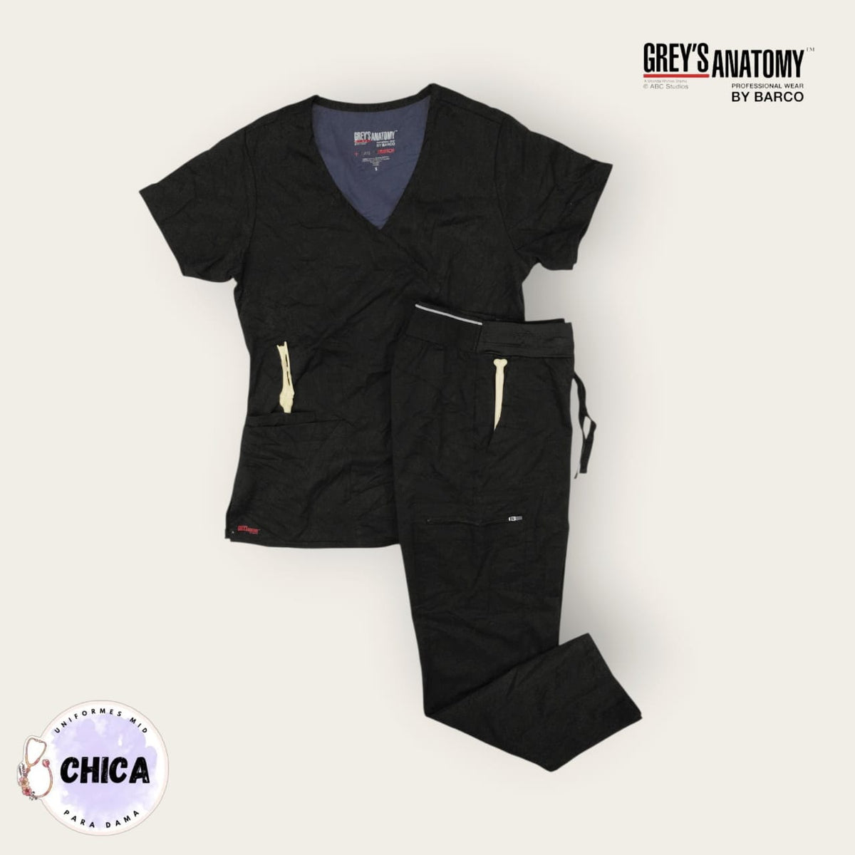 Conjunto médico Grey's Anatomy negro | Dama S