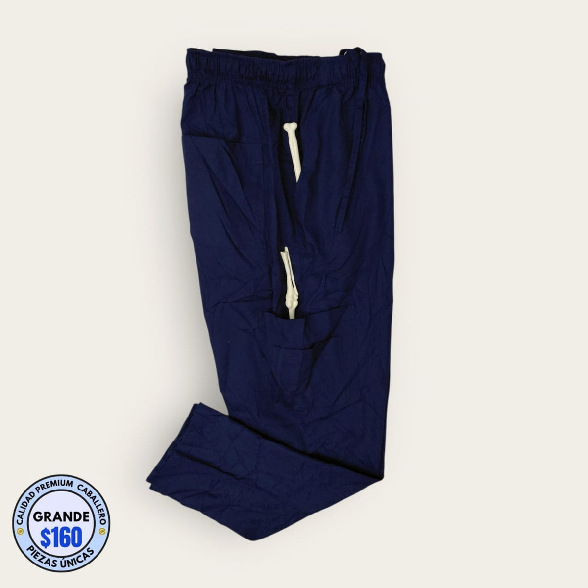 Pantalón médico azul marino cargo con cordón, talla grande para caballero, línea Premium de Uniformes MID.