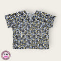 Filipina médica estampado floral gris y amarillo | Dama 2XL