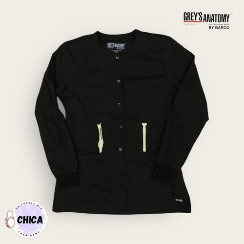 Chaqueta médica Grey's Anatomy negra de manga larga | Dama S